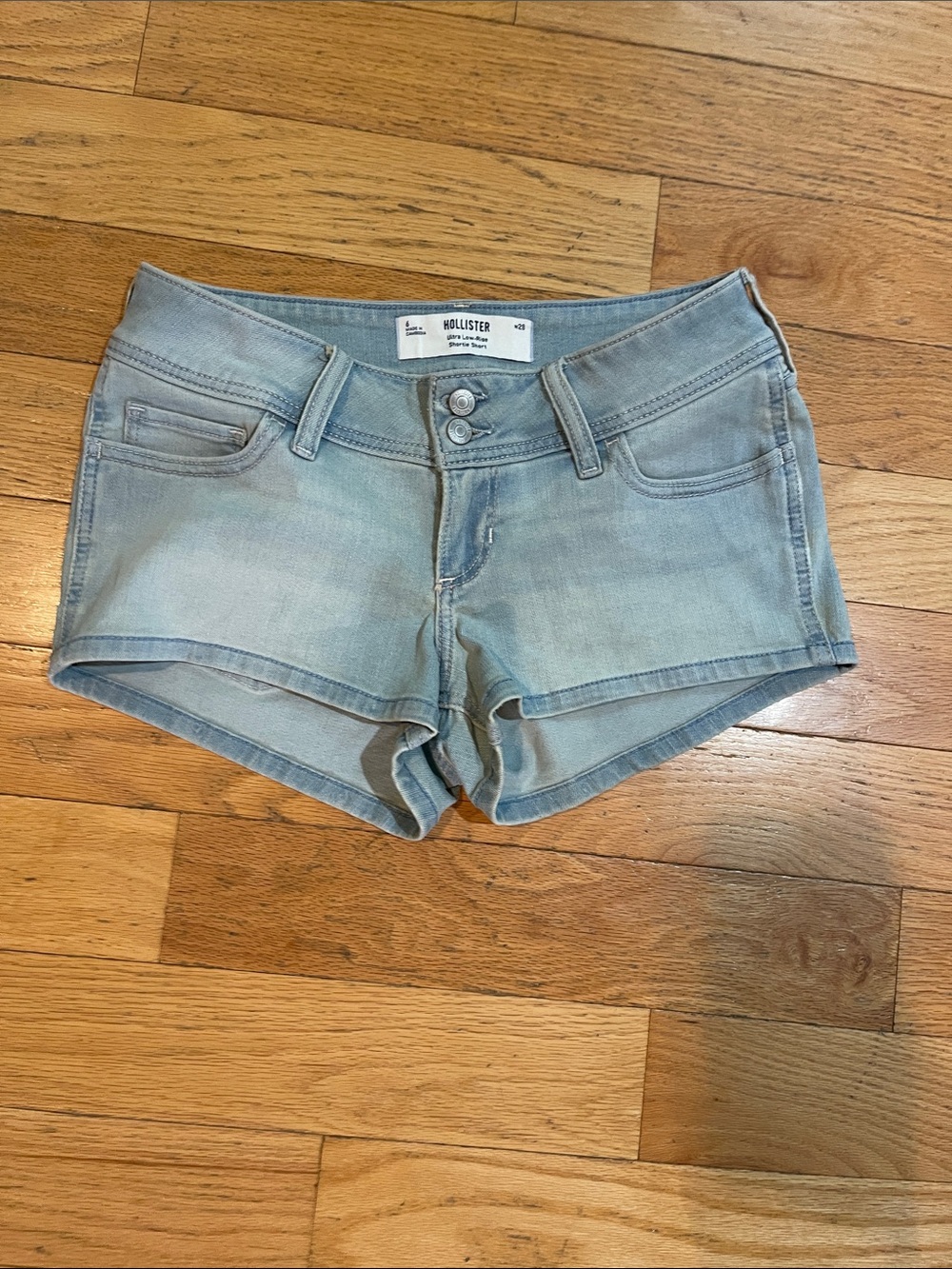 Hollister Pale Blue Denim Low-Rise Jean Shorts